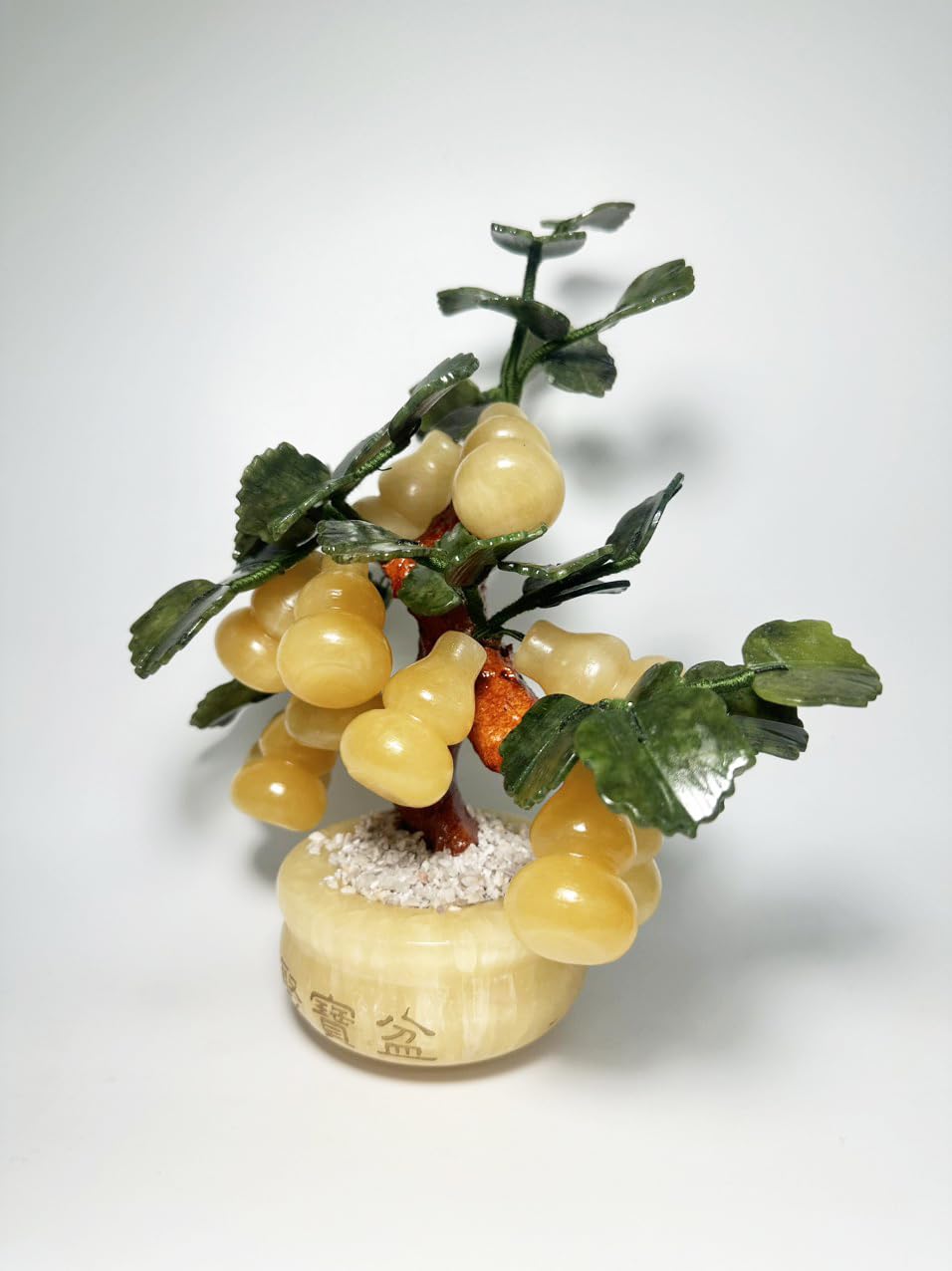 Feng Shui Yellow Jade Gourd Money Tree 12.6" High