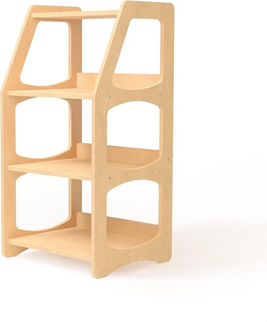Montessori Bookshelf for Toddlers - Wooden Book and Toy Shelf Organizer
