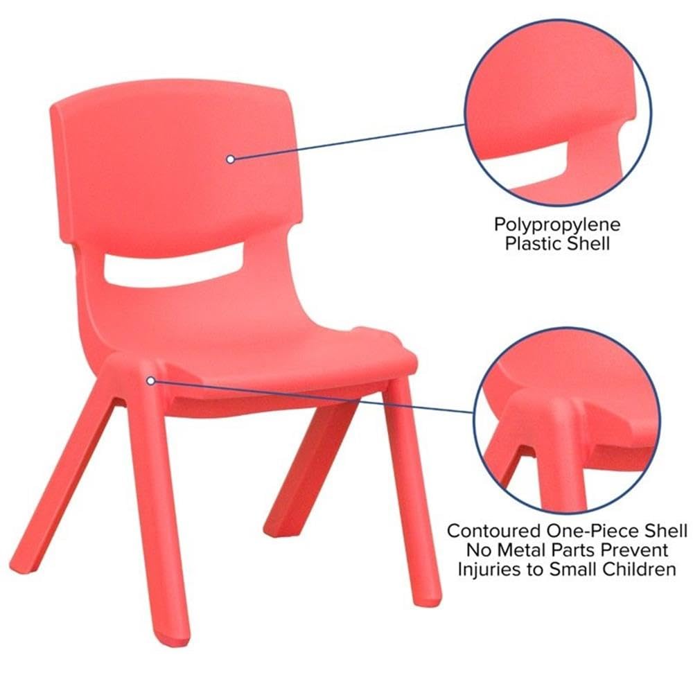 Stackable Preschool Chair Set - 10.5 Inch Seat Height - Red Plastic - Set of 4