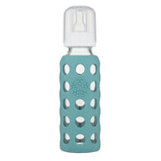 Glass Baby Bottle BPA Free 9 oz + Sippy Cap Set | Protective Silicone Sleeve | Kale