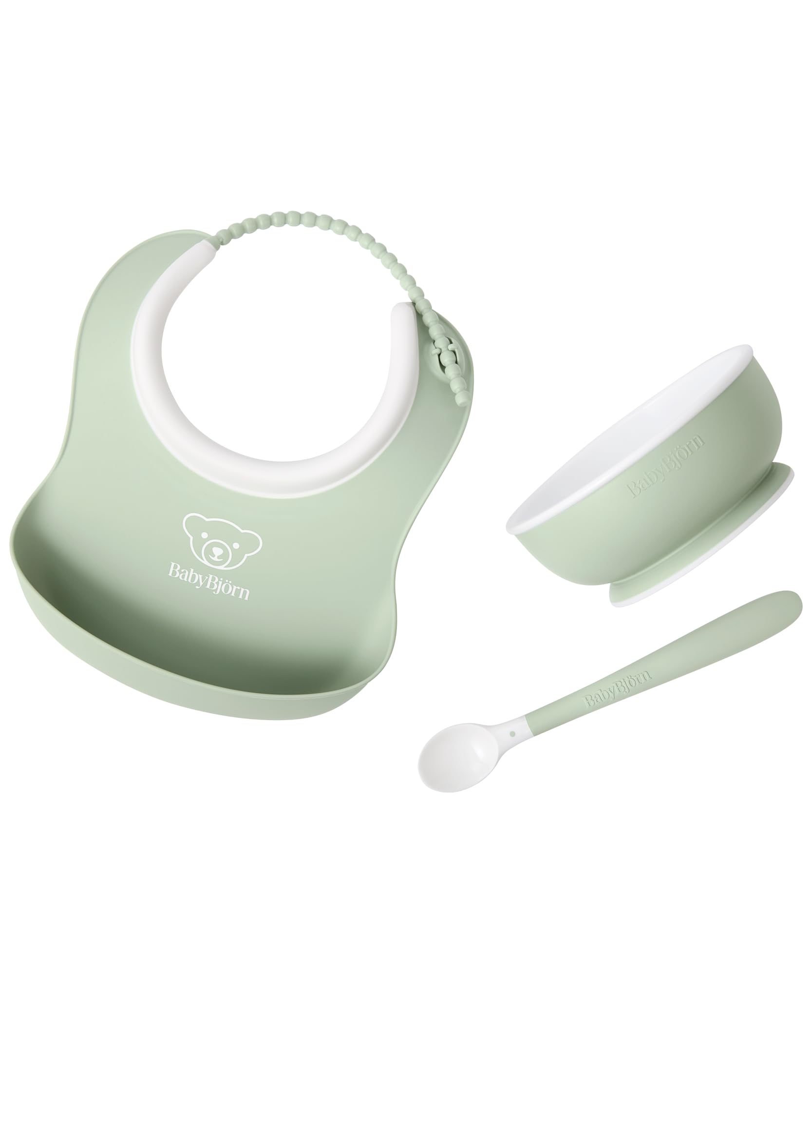 Baby Feeding Set, 3 pcs, Powder Green | Includes Baby Plate