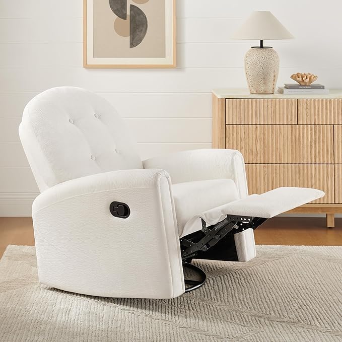 360 Swivel Rocker Recliner Chair with Tufted Backrest