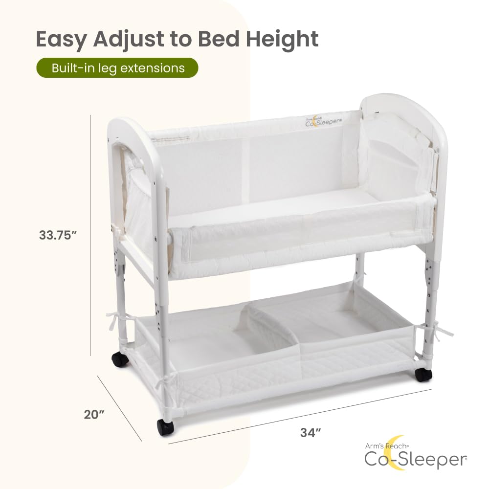 Cambria Bedside Bassinet with Adjustable Height and Storage