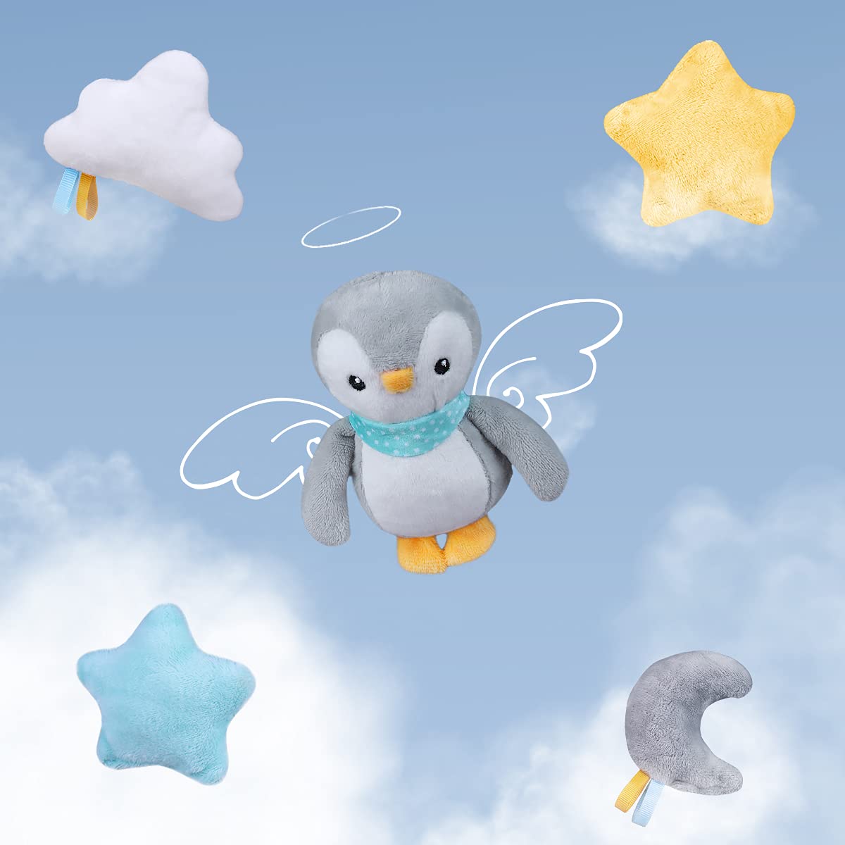 Baby Musical Mobile with Lullabies Music Box, Rotating Penguin Mobile Soother Crib Toy