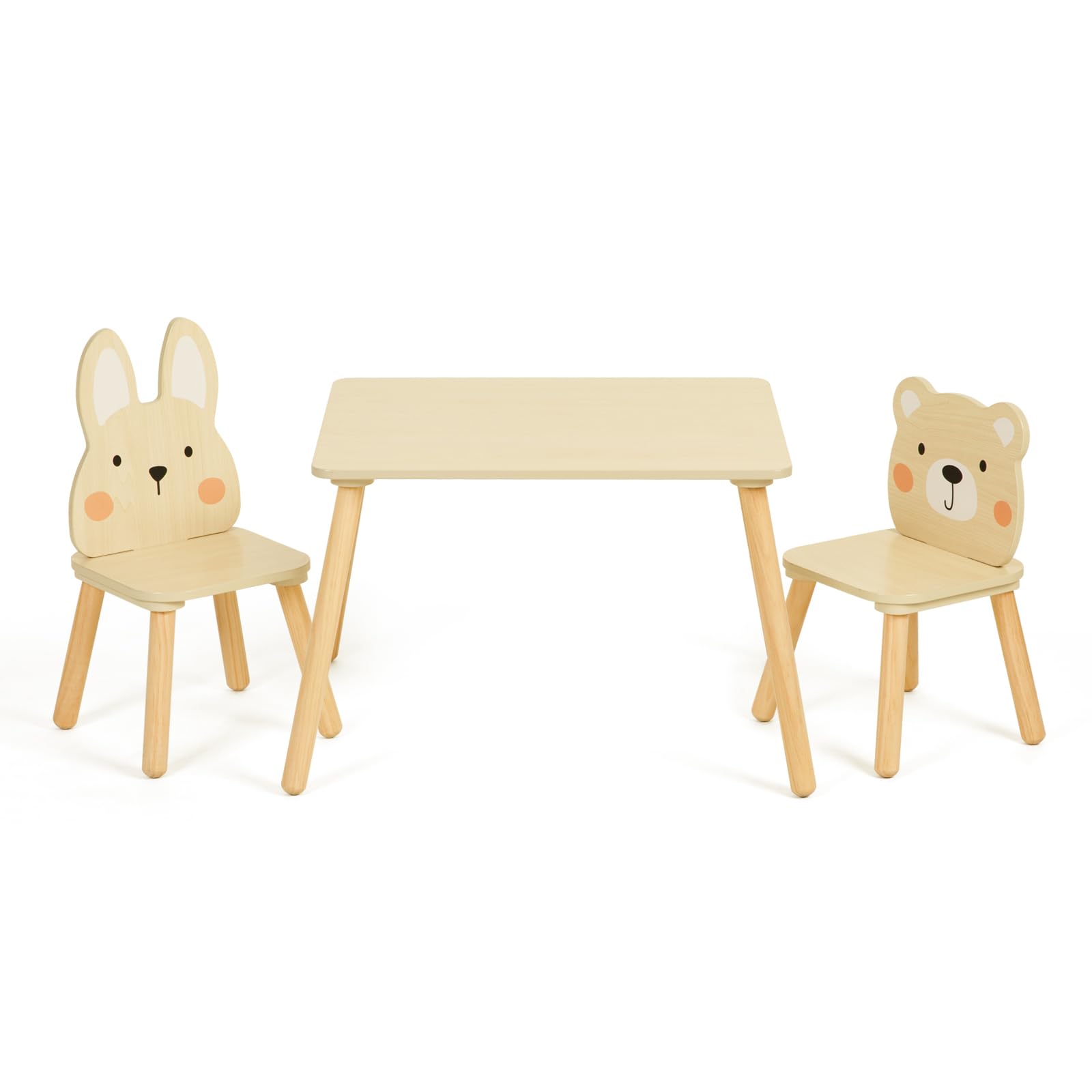 Wooden Kids Table and Chair Set, Waterproof Desktop Adorable Toddler Table Chairs Set