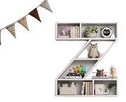 White Wooden Letter Z Shelf - Floating Kids Bookshelf
