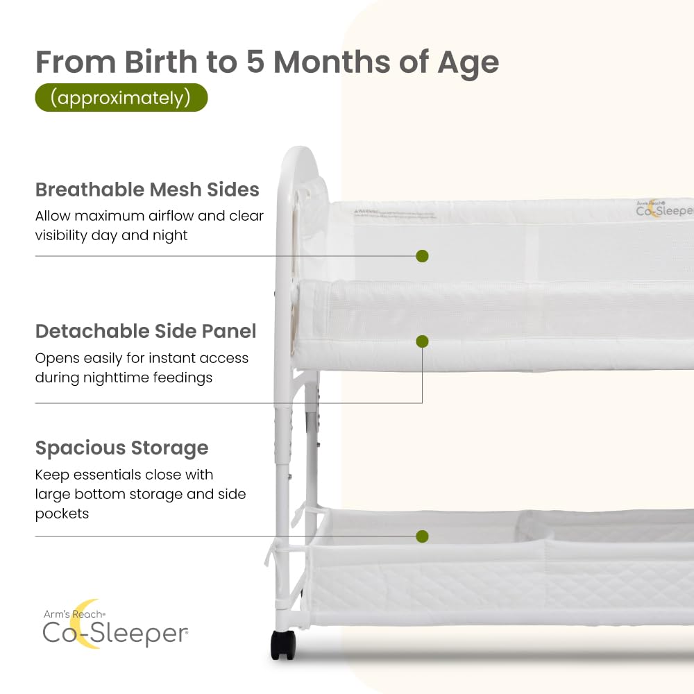 Cambria Bedside Bassinet with Adjustable Height and Storage