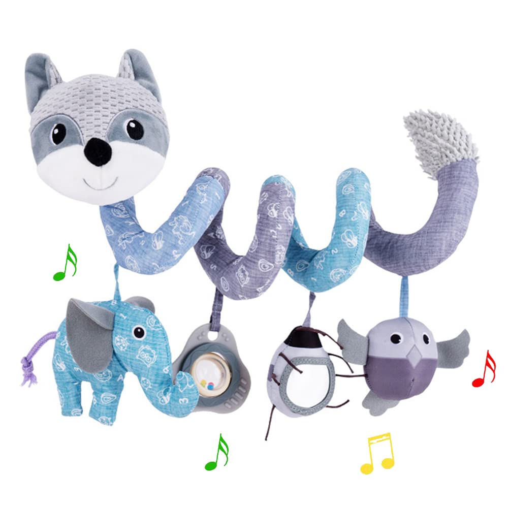 Car Seat Toys, Baby Plush Spiral Hanging Toys for Stroller Crib Bar Bassinet Car