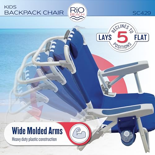 Kids Backpack Beach Chair - 5 Position Reclining Folding Chair
