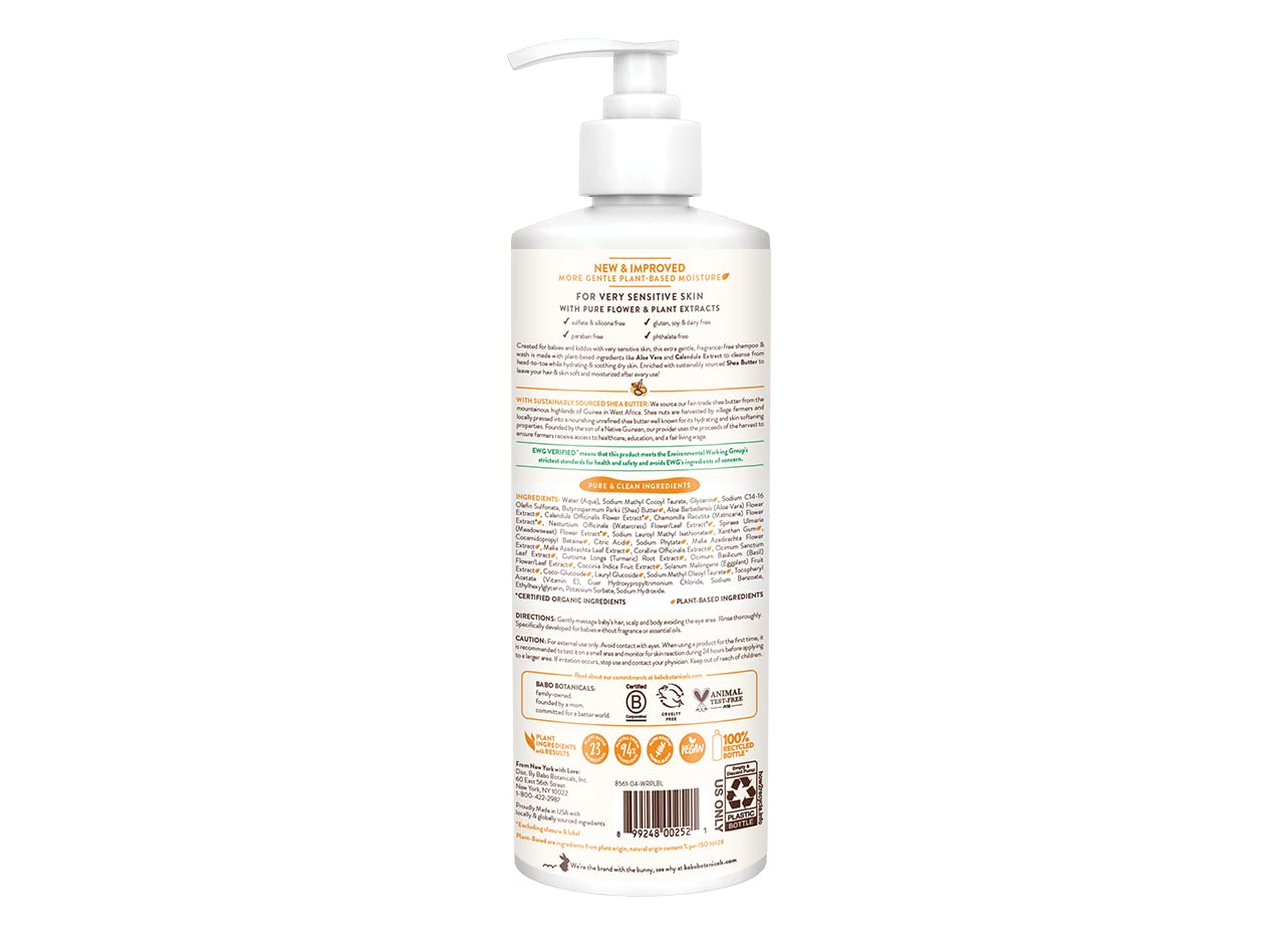 Fragrance-Free 2-in-1 Baby Shampoo & Wash - Shea Butter, Calendula & Aloe