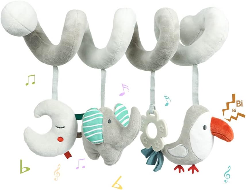 Baby Car Seat Toys, Activity Spiral Plush Hanging Wrap Around Pram Pushchair Stroller Toys