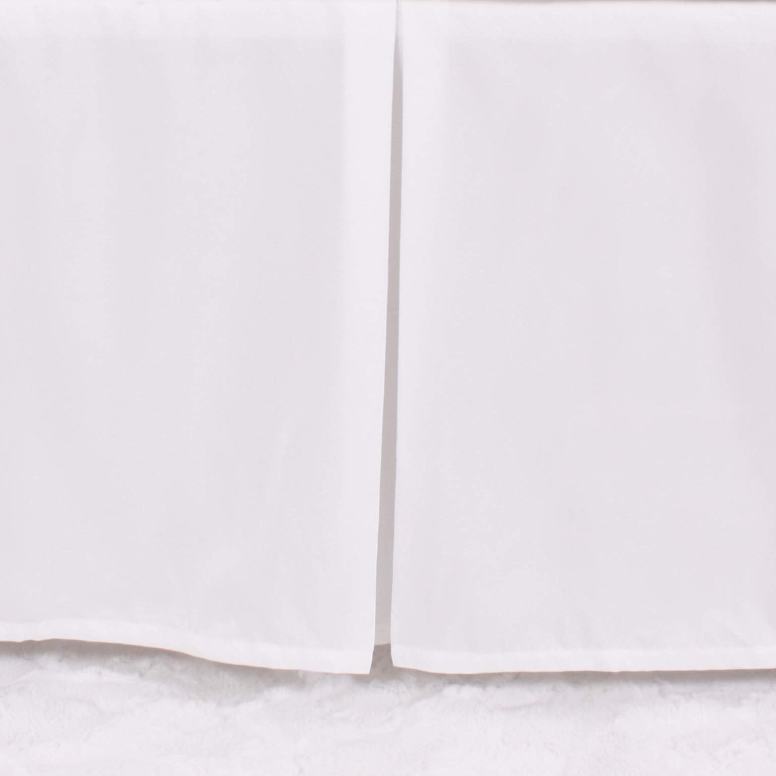 CaSaJa Classic Microfiber Crib Skirt with 2 Pleated Workmanship, Soft Breathable Dust Ruffle Fits Standard Crib and Toddler Bed, Pure White Color for Baby Boys and Girls, 14 inches Drop, White