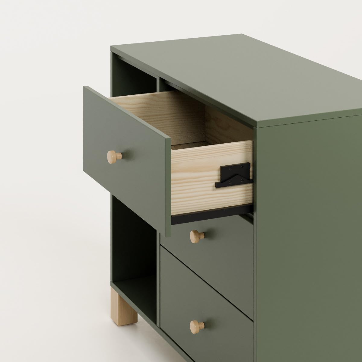 California 3 Drawer Combo Dresser (Olive with Driftwo