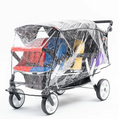 6-Seat Tandem Stroller with Double Canopy and Safety Harness