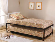 Twin Size Black Metal Platform Daybed with Pop Up Trundle
