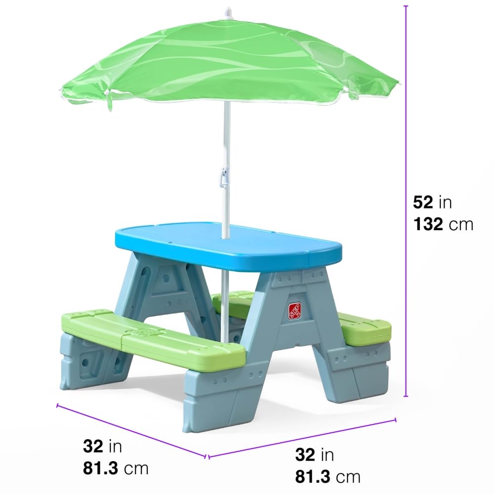 Kids Picnic Table with Umbrella for Outdoor Indoor Use