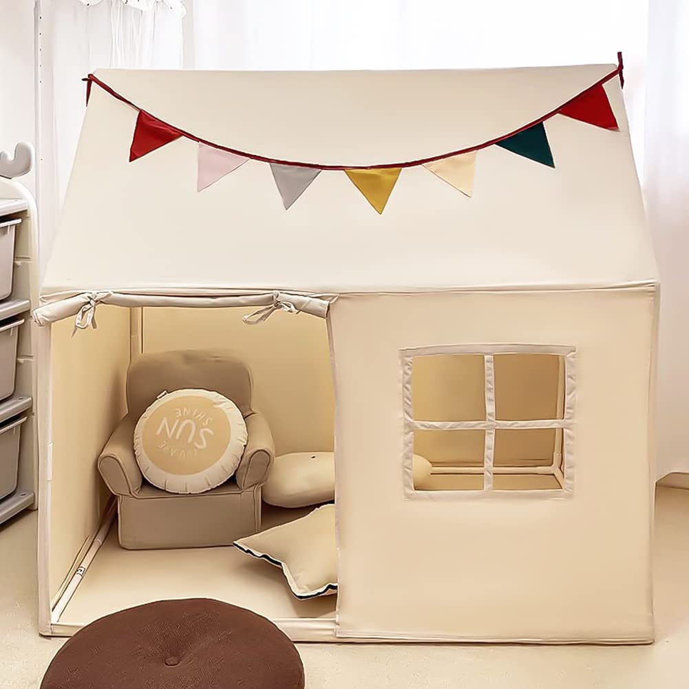 Kids Indoor Play Tent Playhouse with Pennant Banners