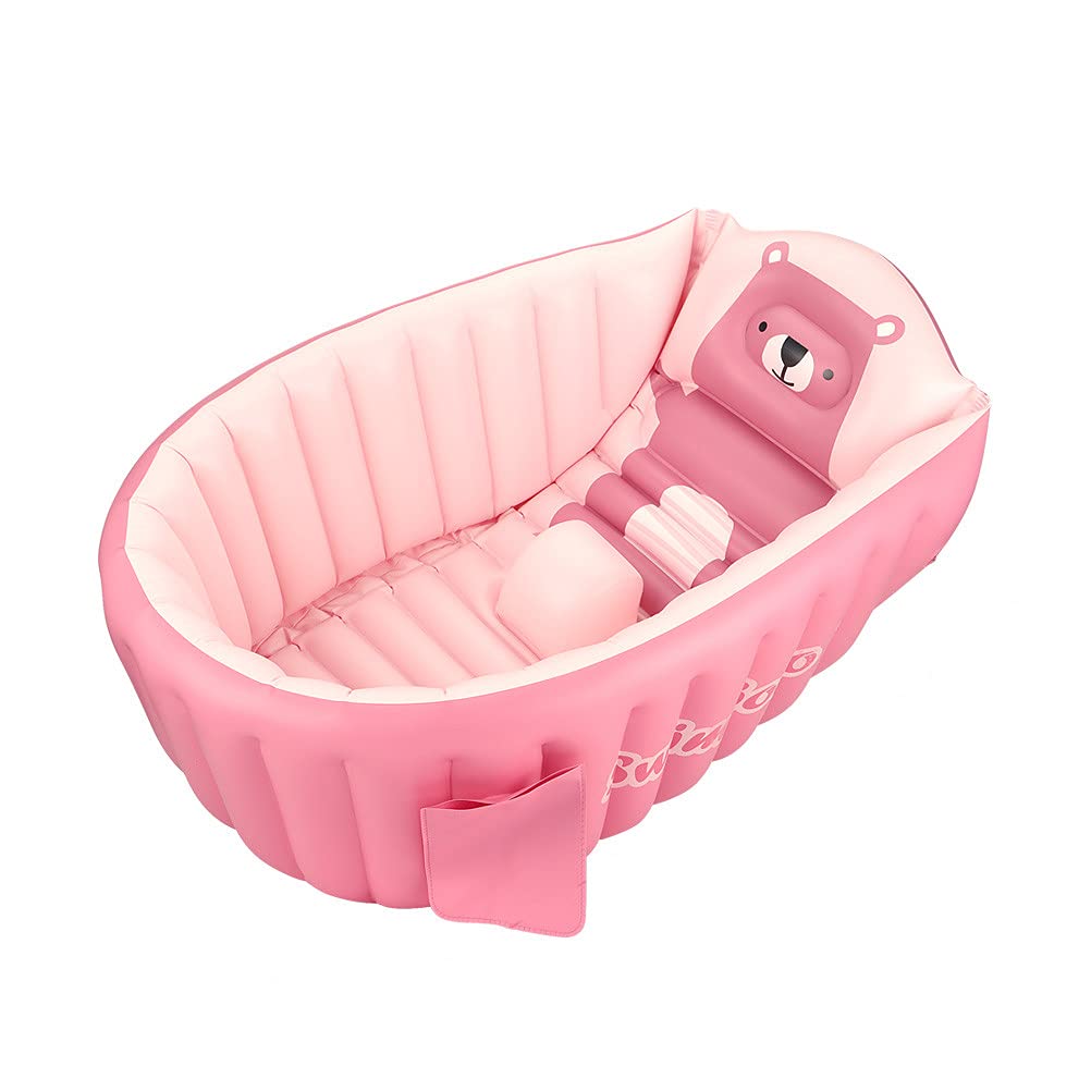 Inflatable Baby Bathtub Infant Anti-Slip Bath Seat Pool with Air Pump Travel Camping