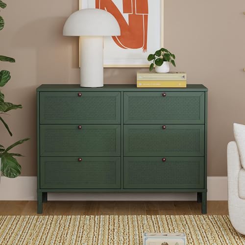 6-Drawer Dresser with Cane Accents for Nursery