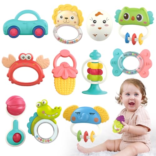 Baby Toys 6 to 12 Months, 12PCS Rattle Baby Teething Toys