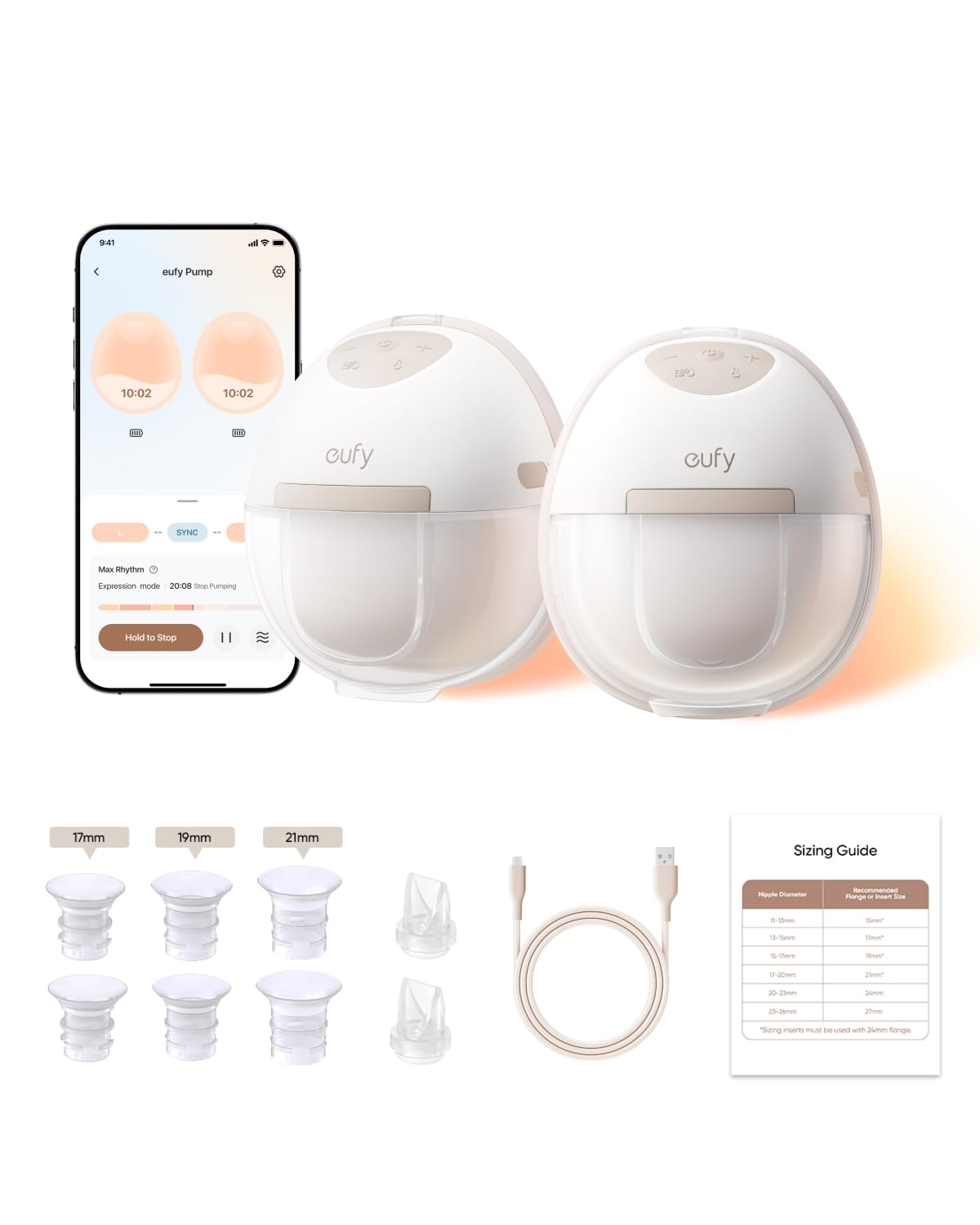 Heated Breast Pump Hands-Free E20, Wearable Breast Pump with Innovative HeatFlow