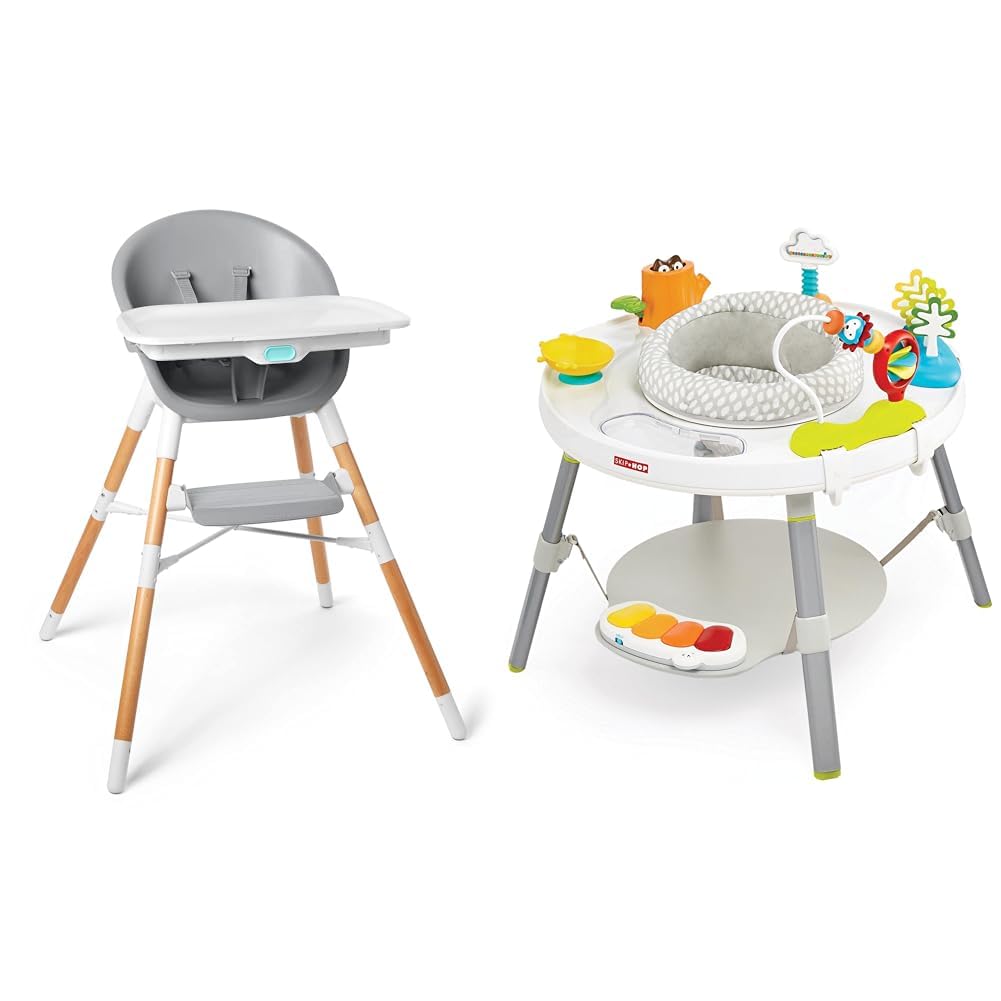 Baby High Chair, Eon 4-in-1, Grey/White & Baby Activity Center: Interactive Play Center
