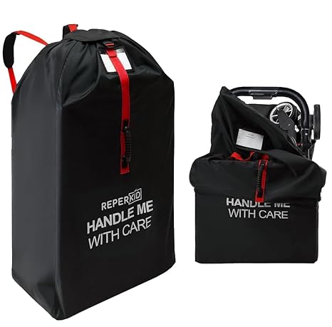 Large Stroller Bag for Airplane Travel, Black & Green, 47" H x 24" W x 15" D, Fits Most Large