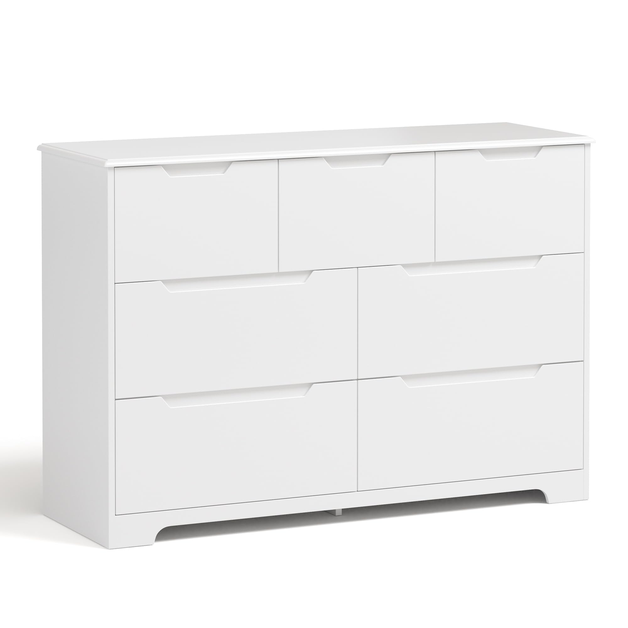 7-Drawer White Dresser 48" Wide for Bedroom Storage