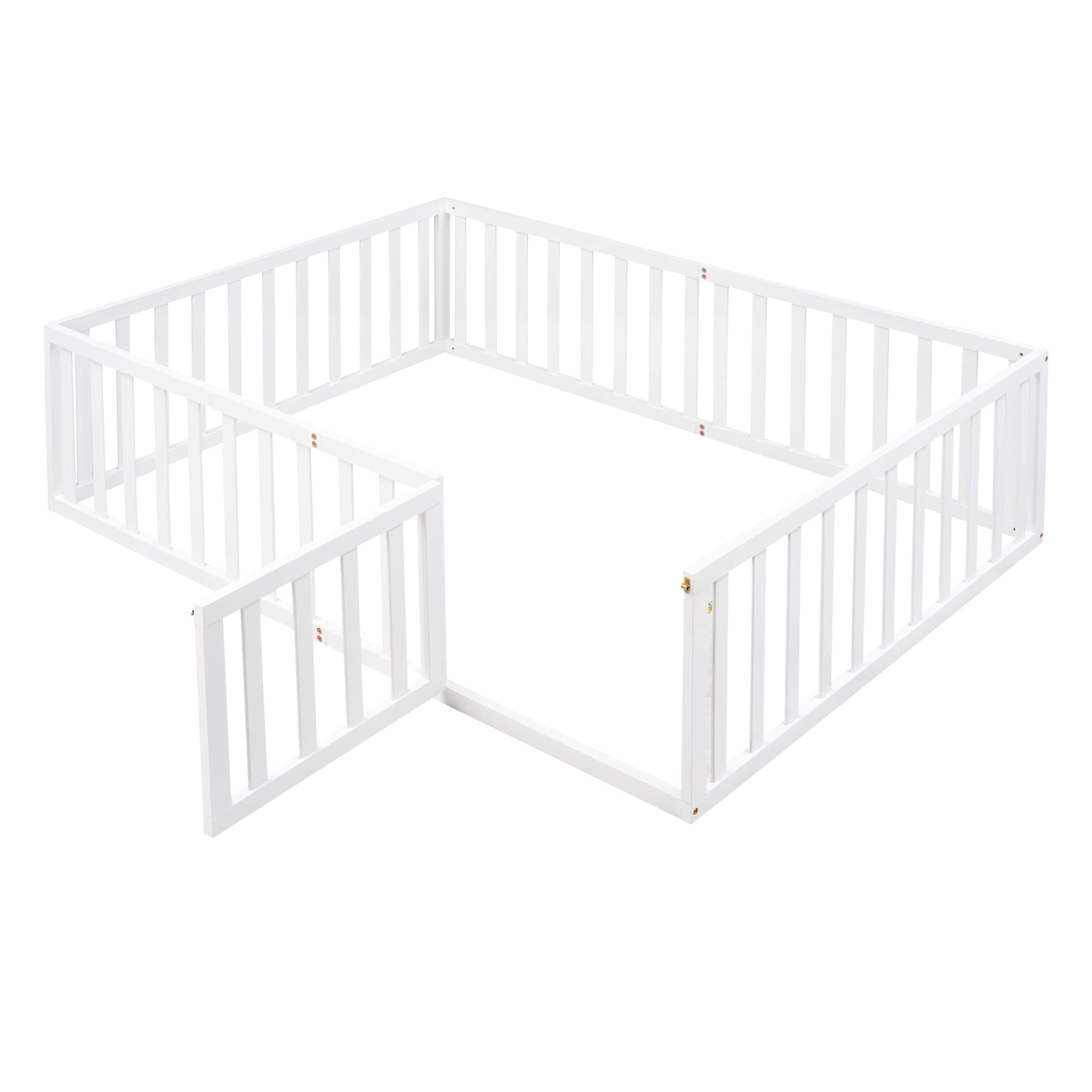 Montessori Floor Bed Full Size with Fence and Door