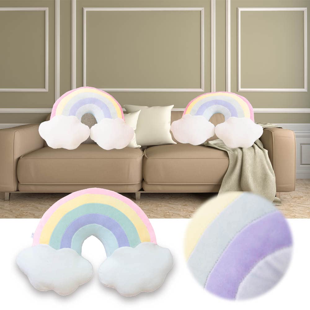 Rainbow Pillow for Girls, 21" Cloud Plush Stuffy, Cloud Shaped Throw Pillow, Car Travel Plush,Rainbow Decor, Car Home Decorations