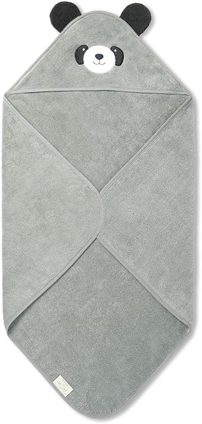 Hooded Bath Towel with Bear Design in Taupe - Unisex Soft Cotton