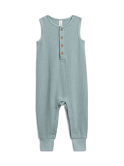 Wade Waffle Henley Romper - Ocean