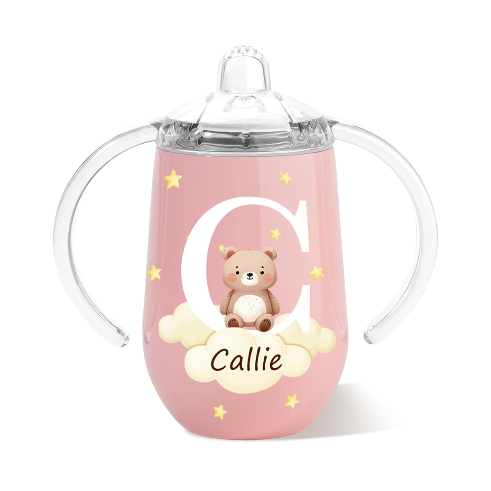 Personalized Stainless Steel Sippy Cup with Cute Forest Animals Design