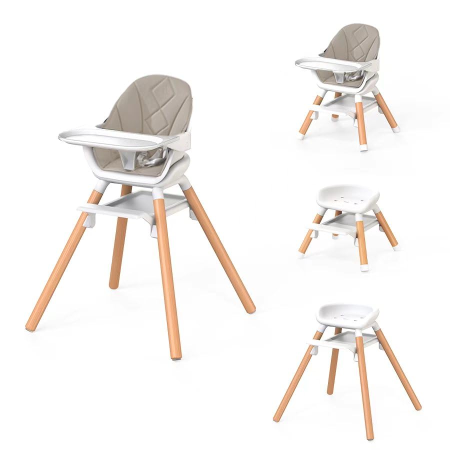 6-in-1 Convertible Baby High Chair with Wooden Legs