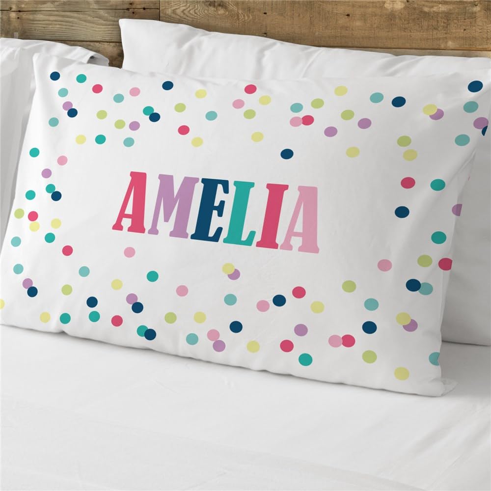 Polka Dots Personalized Pillowcase, Girl