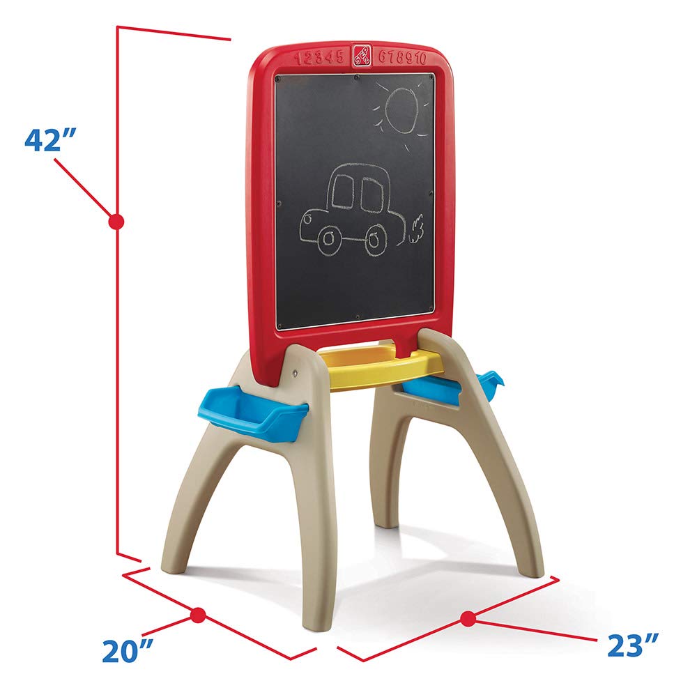 Step2 All Around Easel for Two, Kids Activity Table, Double-Sided Art Board, Made of Durable Plastic, Includes 94-Piece Soft Foam Magnets, For Toddlers 3+ Years Old