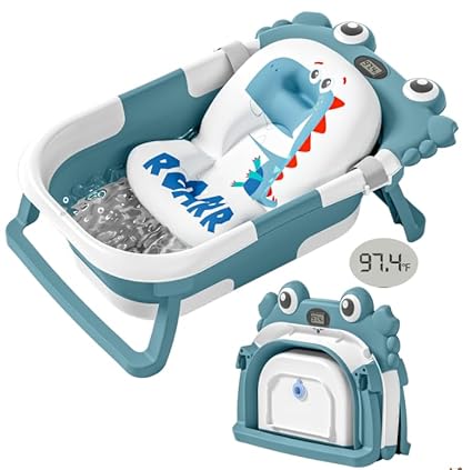 Baby Bathtub for Newborns with Thermometer and Soft