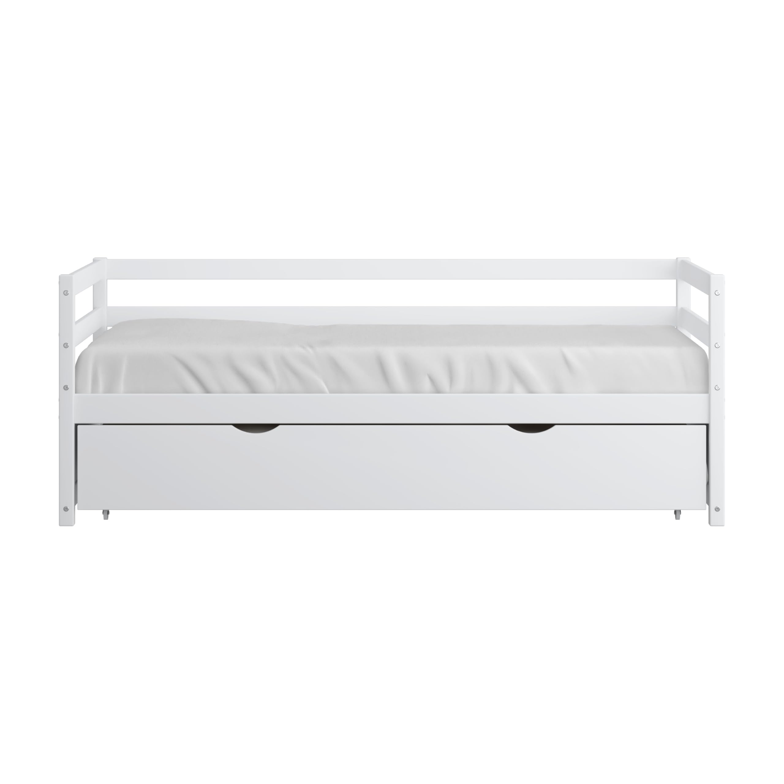 Twin Daybed with Trundle White Wood