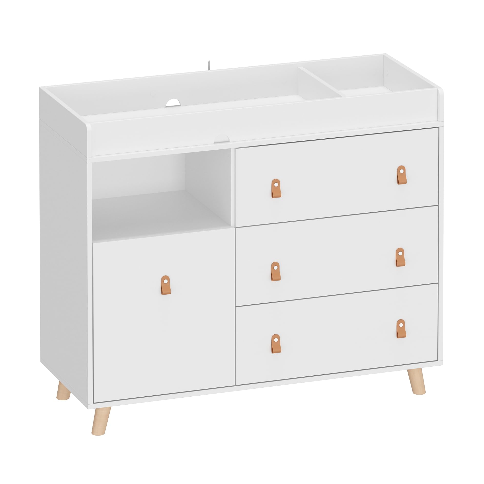 Baby Dresser Changing Table with Drawers,Shelf,Hidden Laundry