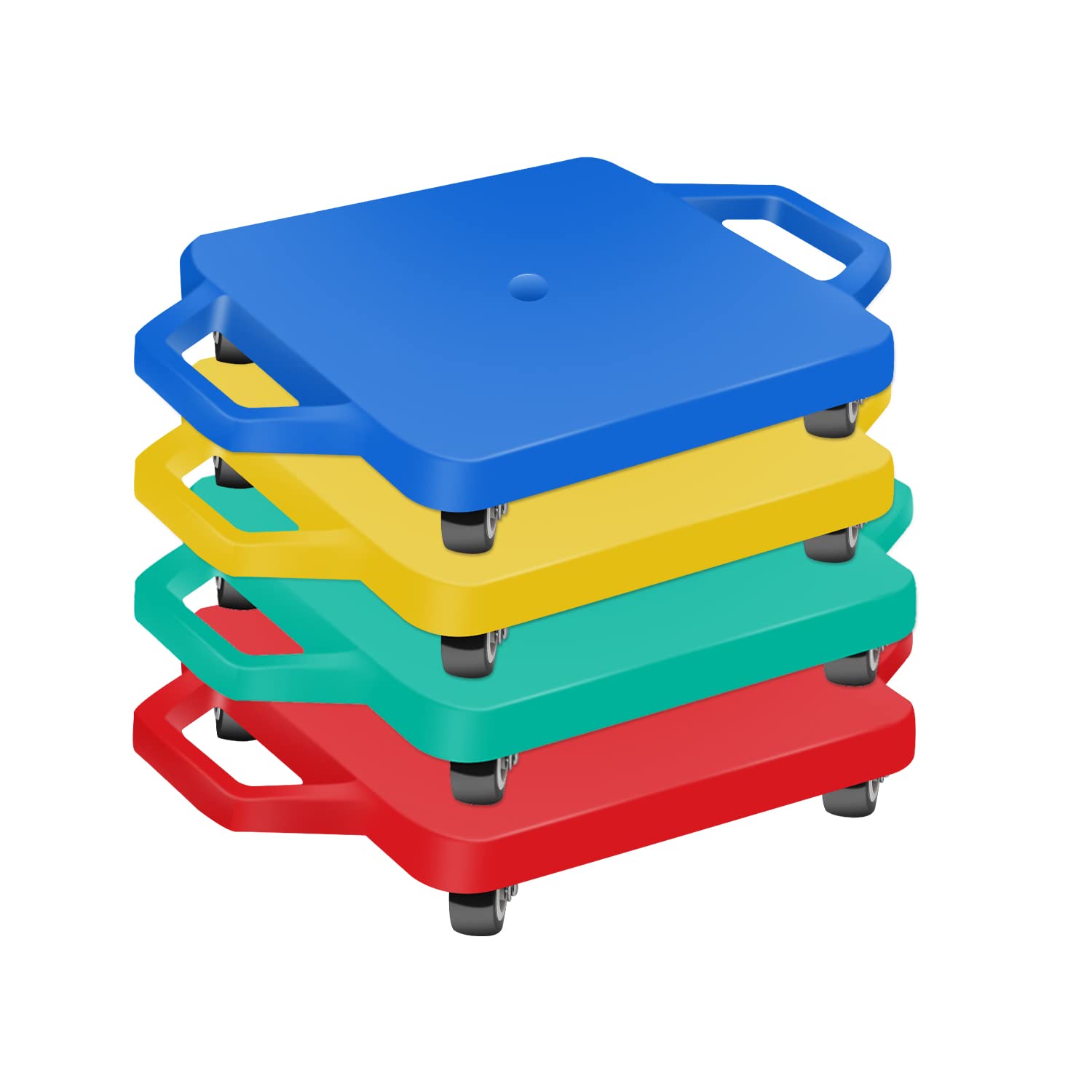 4 Pack Sports Floor Scooter with Handles, Sitting Scooter Board for Kids