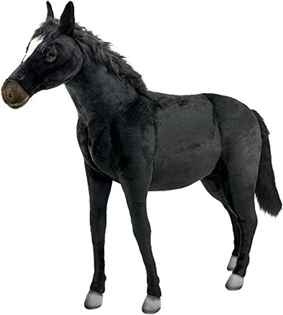 Ride-On Black Horse Stuffed Plush Animal, Large