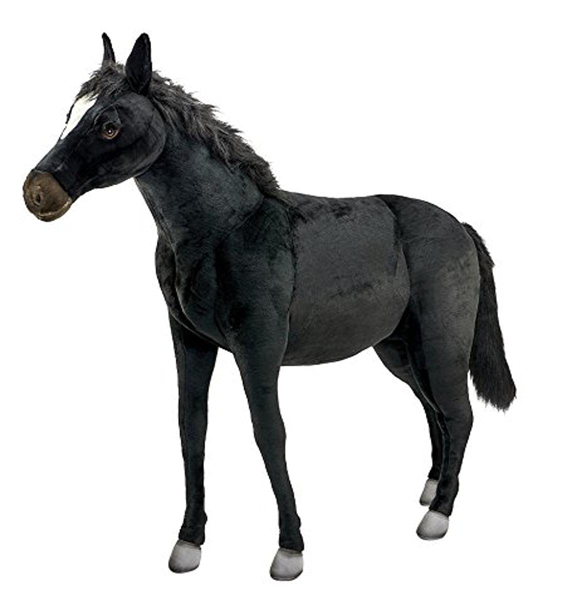 Ride-On Black Horse Stuffed Plush Animal, Large
