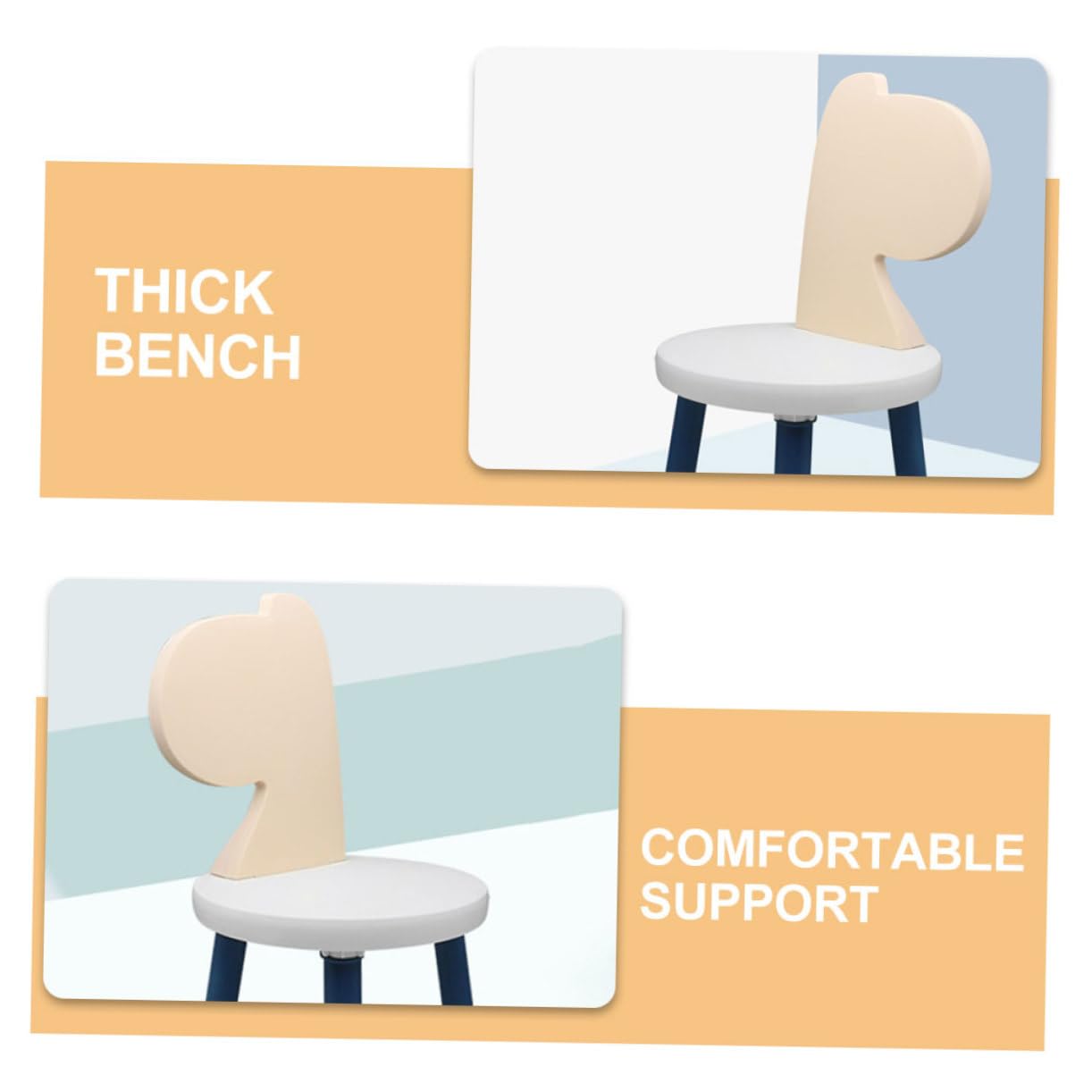 Plastic Children's Chair with Backrest Stable and Anti-Fall Design for Toddlers