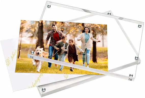 5 x 7 Acrylic Picture Frames 8 Pack, Clear Picture Frames Frameless Magnetic Picture