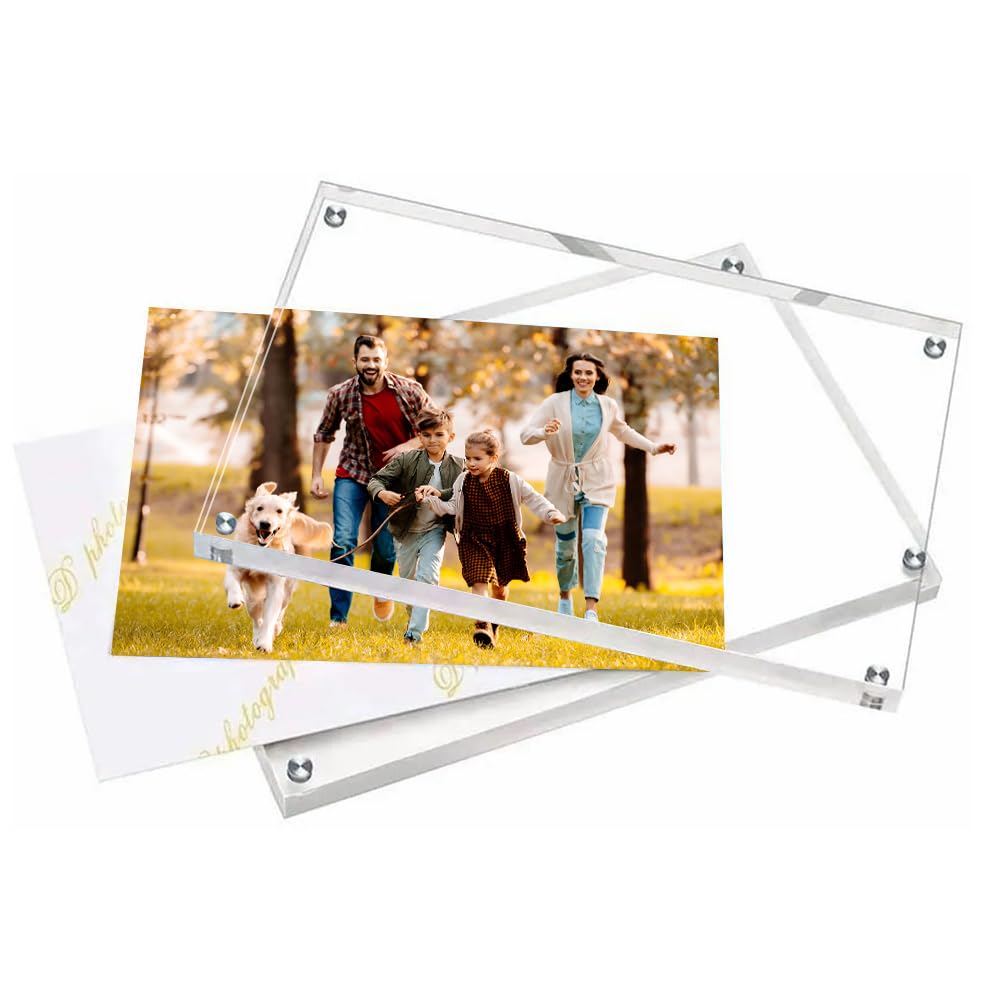 5 x 7 Acrylic Picture Frames 8 Pack, Clear Picture Frames Frameless Magnetic Picture