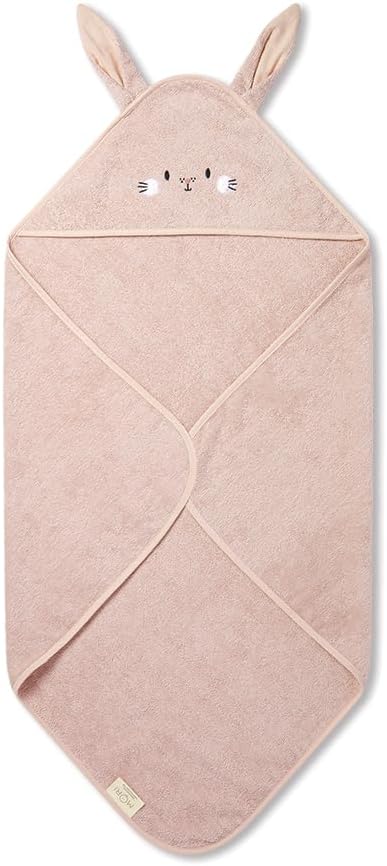 Hooded Bath Towel with Bear Design in Taupe - Unisex Soft Cotton