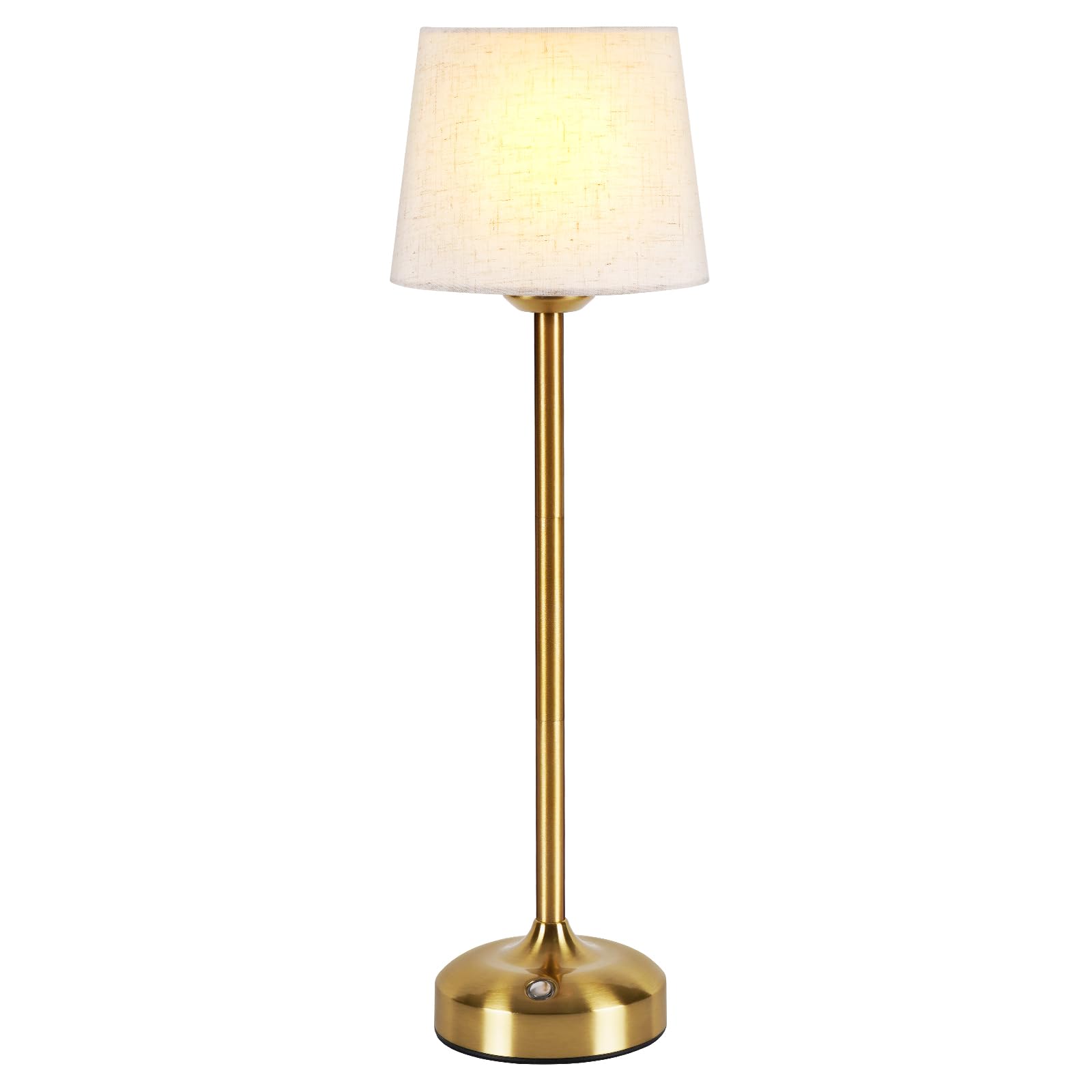 YAYZA! Cordless Table Lamp Adjustable Height Desk lamp, Fabric Shade 7500mAh Rechargeable LED Wireless Touch Night Light Stepless Dimming, 3 Color Temperatures with Edison Bulb (High Gold - 1 Pack)