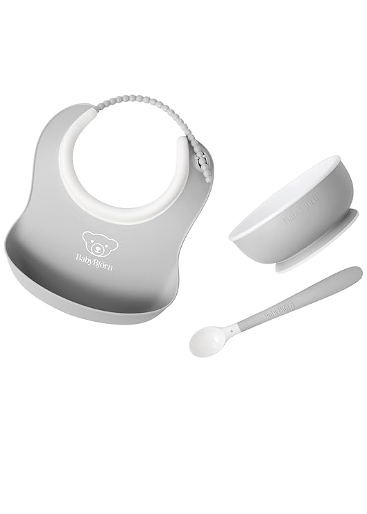 Baby Feeding Set, 3 pcs, Powder Green | Includes Baby Plate