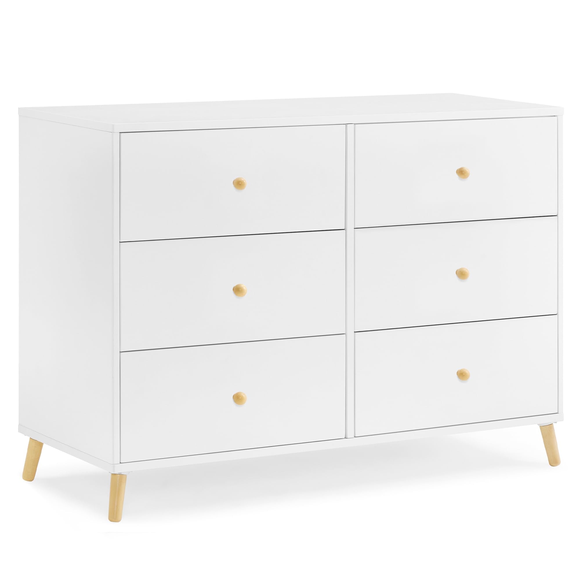 Essex 6 Drawer Dresser, Bianca White/Natural