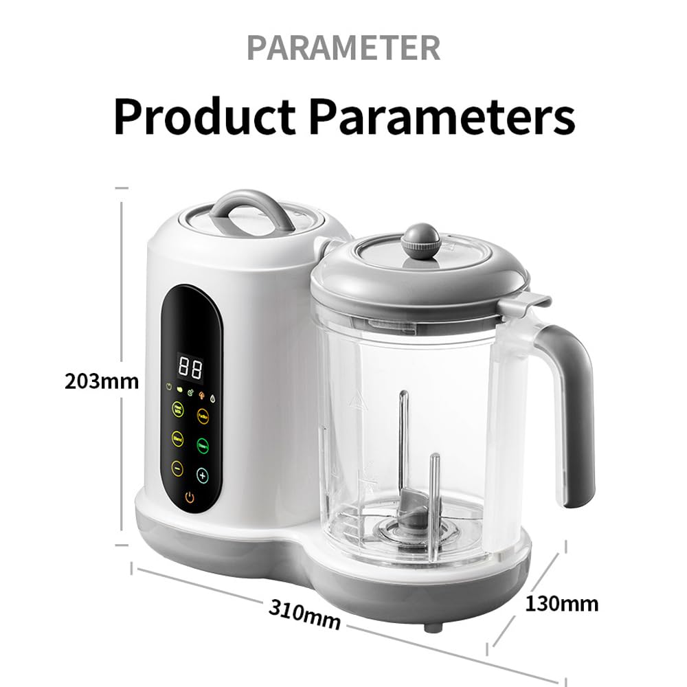 Baby Food Maker | One Step Baby Food Processor Steamer Puree Blender- - BPA-Free, Quiet Operation, Adjustable Texture, Easy to Clean, Stainless Steel Parts, Touch Screen Control, White